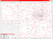 Des Moines-West Des Moines Metro Area Wall Map Red Line Style